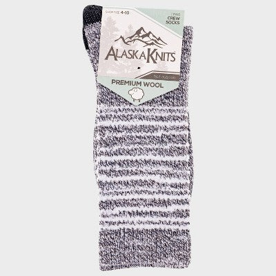 Alaska Knits Women's Striped Feather Wool Blend Lightweight Boot Socks - Charcoal Gray 4-10
