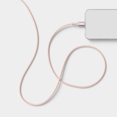 4ft USB-C to Lightning Braided Cable - heyday Cosmetic Pink