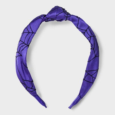 Halloween Spider Web Top Knot Headband - Purple