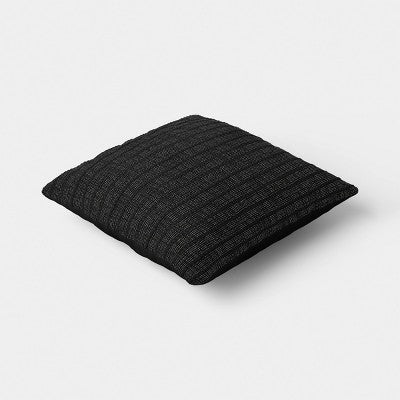 18"x18" Solid Textural Woven Pillow Black - Threshold