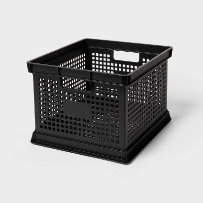 30.6qt Crate Utility Storage Bin Black - Brightroom
