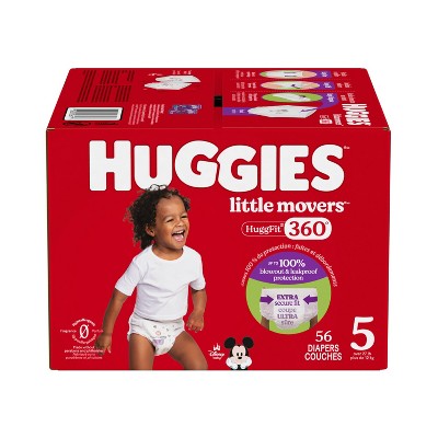 Huggies Little Movers HuggFit 360 Disposable Diapers - Size 5 - 56ct