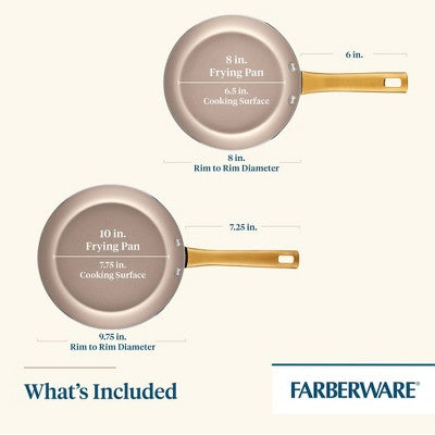 Farberware Radiant 2pc Nonstick Fry Pan: Stainless Steel Handle, Dishwasher-Safe, Electric & Gas Compatible, 10" Diameter