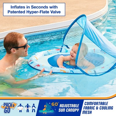 Swimways Sun Canopy Spring Float with Hyper-Flate Valve - Shark