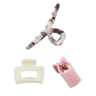 scunci Mixed Fabric Claw Clips - 3ct