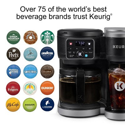 Keurig K-Duo Hot & Iced Single-Serve & Carafe Coffee Maker Black: Electric Drip Coffee Pot, 72 oz Capacity