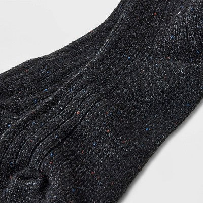 Women's Flecked Rib Supersoft Crew Boot Socks - Universal Thread Black 4-10