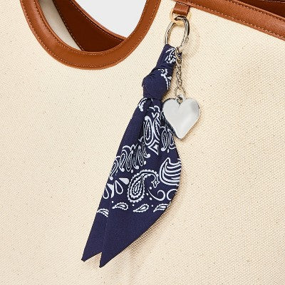 Bandana and Heart Bag Charm - Universal Thread Navy Blue