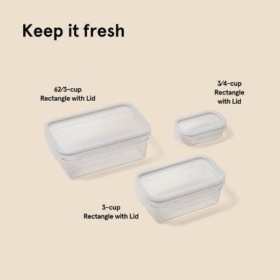 6pc (set of 3) Tritan Plastic Rectangle Food Storage Container Set Clear - Figmint: Stackable, Dishwasher-Safe