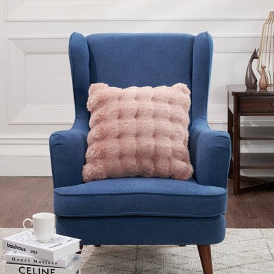 20" Bubble Faux Fur Square Indoor Throw Pillow Blush