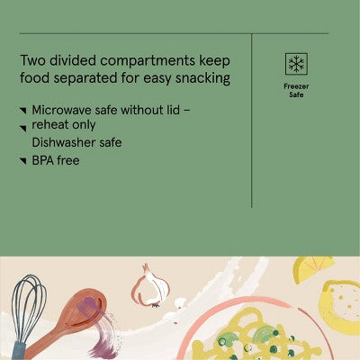 Small Snack Divided Bento (2 Compartments) Green - Figmint
