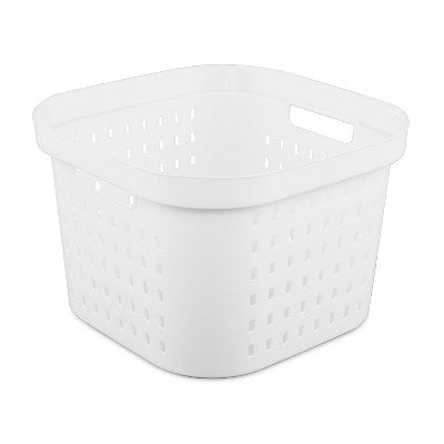 1.25bu Square Modern Laundry Basket Square - Brightroom: Plastic Clothes Basket with Built-In Handles, Medium Size