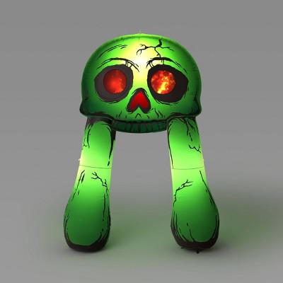 11' LED Skull Archway Inflatable Halloween Projection Decoration Green - Hyde & EEK! Boutique