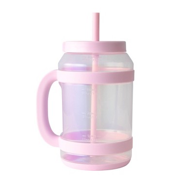 Reduce 80oz Tritan Waterday Mug Light Pink: Iridescent Tumbler with Straw & Twist-Off Lid, Dishwasher-Safe