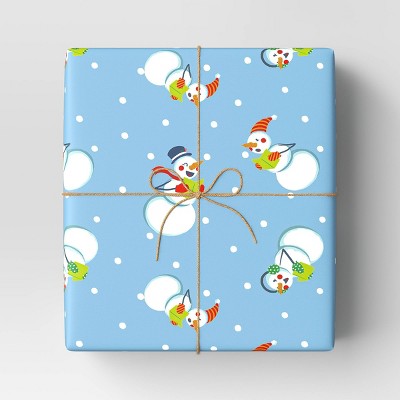 50 sq ft Singing Snowmen Christmas Gift Wrap Light Blue - Wondershop (LOCAL PICKUP ONLY)