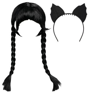 Wednesday Series Wig and Cat Ears - (Children's)