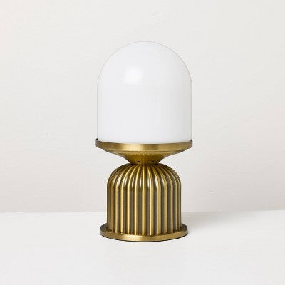 Brass Fluted and Frosted Glass Accent Table Lamp Brass/White - Hearth & Hand with Magnolia