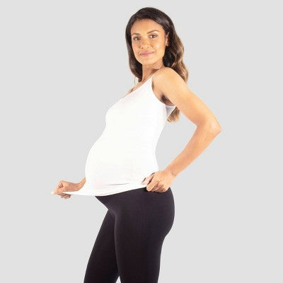 Belly Support Seamless Maternity Camisole - Isabel Maternity by Ingrid & Isabel White M/L: Knit Spaghetti Straps