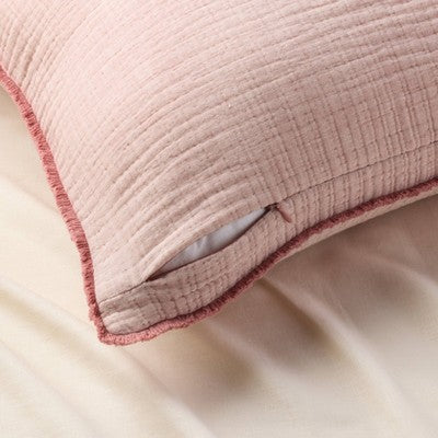 Euro 26''x26'' Textured Chambray Cotton Decorative Throw Pillow Rose - Casaluna: Indoor Square Pillow, OEKO-TEX Certified (LOCAL PICKUP ONLY)