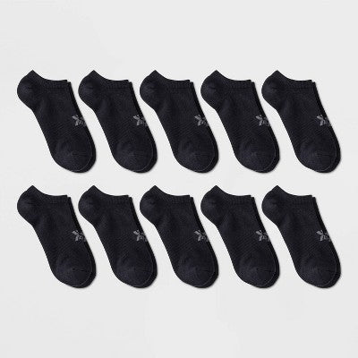 Women's Cushioned Active 10pk Athletic No Show Socks - All In Motion Black 4-10