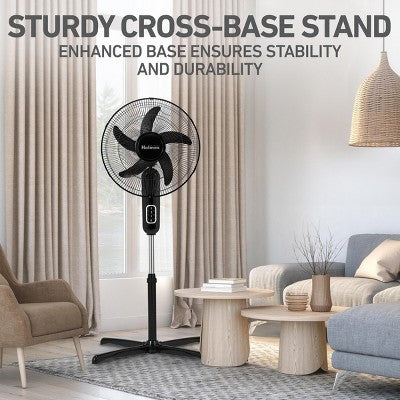 Holmes 16" Blade Breeze Manual Stand Oscillating Fan Black