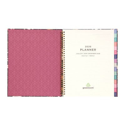 greenroom Planner 2026 Weekly/Monthly 8.5"x10.75" Large Hardcover Midnight Wildflower