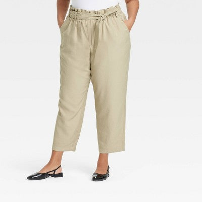Women's Super-High Rise Ankle Pull-On Pants A New Day Beige 1X