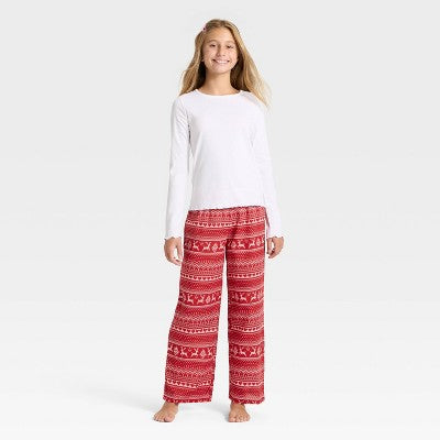 Girls' Holiday Double Waistband Pajama Pants - art class Red XXL