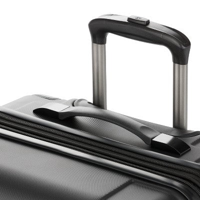 SWISSGEAR Checklite Medium Checked Spinner Suitcase - Black: Polyester Structured Luggage (LOCAL PICKUP ONLY)