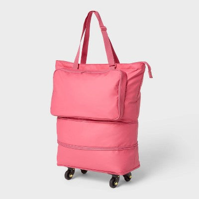 Collapsible Rolling Tote Pink - Brightroom