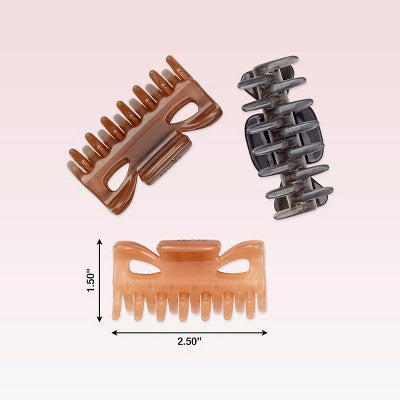 scunci No-Slip Grip Recycled Claw Clips - Neutral - All Hair - 3pk