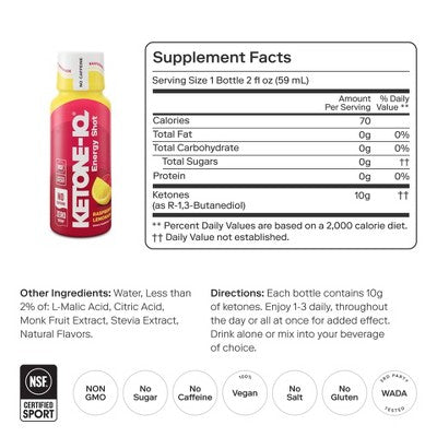 Ketone-IQ Raspberry Lemonade Non Caffeine Energy Drink 6 PACK BOX EXP 09/03/27