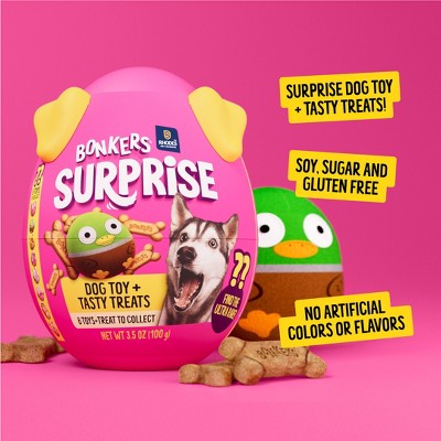 BONKERS Surprise Blind Box Plush Toy with Chicken Biscuit Treats for Dogs - 3.5 oz