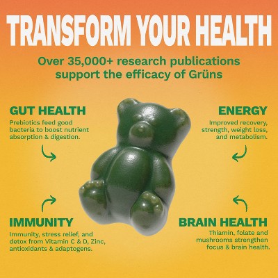 Gruns Adult Low Sugar Mango Superfoods Greens Gummies - 240g/12 Servings: Dietary Supplement, Gummy Form