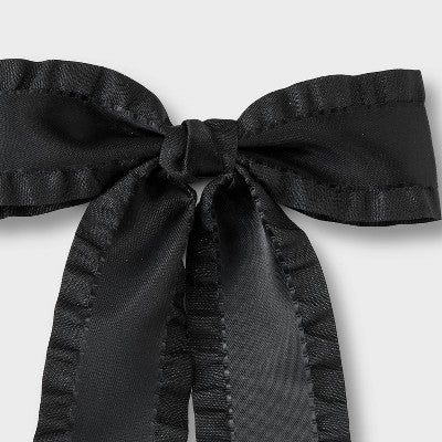 Girls' Ruffled Edge Satin Bow Clip - art class Black: Hair Styling Accessory, Solid Pattern
