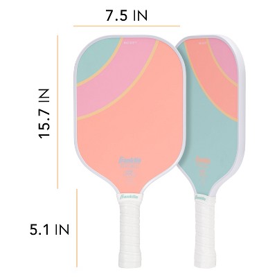 Franklin Sports 2 Player Poly Paddle with Ball Set - Yellow/Green: Fiberglass Core for Traditional Racquet Shape in Pickleball