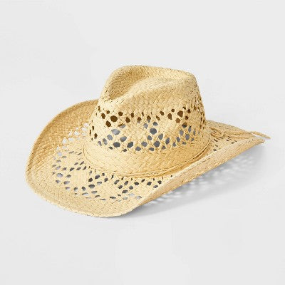 Open Weave Western Cowboy Hat - Wild Fable Off-White: Adjustable Midweight Woven Design