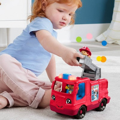 Fisher-Price Little People Fire Truck Musical Toddler Toy with Lights Sounds & 2 Figures