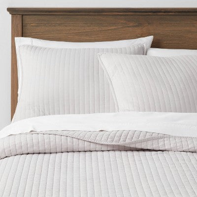 Standard Washed Cotton Sateen Quilt Sham Light Gray - Threshold: OEKO-TEX Certified, 250 Thread Count, Envelope Closure
