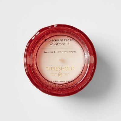 Glass LED Citronella Hibiscus Al Fresco Scented Candle 3.5oz - Threshold