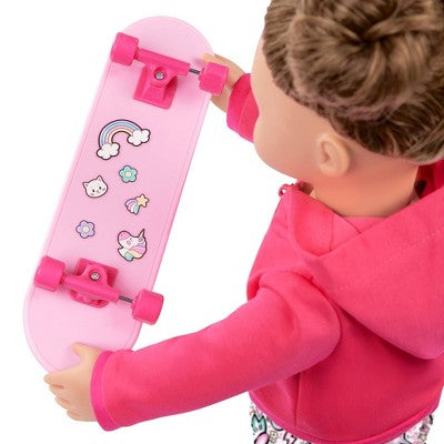 Our Generation Skate Into Fun Outfit with Skateboard & Stickers Accessories for 18" Dolls: 8-Piece Sports Clothing Set