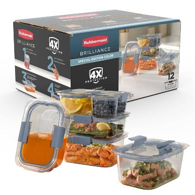 Rubbermaid Brilliance 12pc Food Storage Container Set Blue