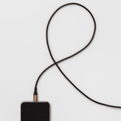 4' Lightning to USB-A Round Cable - heyday Black/Gold: Male-To-Male Connector
