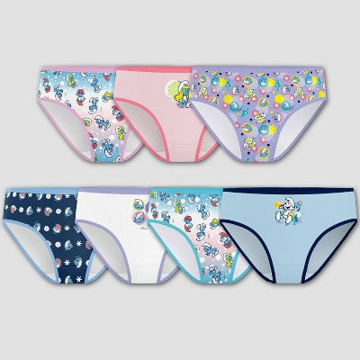 Girls' Smurfs 7pk Underwear - 4: Cotton Briefs with Full Waistband Elastic