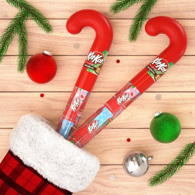 Kit Kat Milk Chocolate Wafer Filled Plastic Cane Christmas Candy Miniatures - 1.8oz