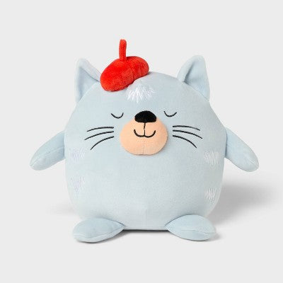 Cat Kids' Mini Weighted Plush Throw Pillow Blue - Pillowfort