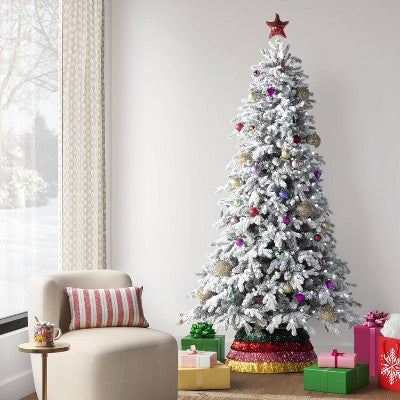 7.5' Balsam Fir Pre-Lit Flocked Artificial Christmas Tree with Power Pole & Foot Pedal - Wondershop (LOCAL PICKUP ONLY)