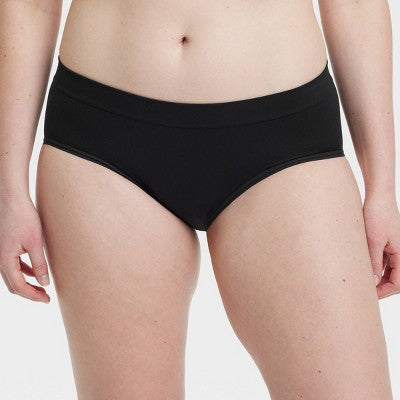 Women's Absorbent Seamless Hipster Period Underwear - Auden Black L: Midweight Knit, 4-Way Stretch, Pull-On