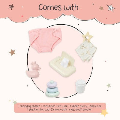 LullaBaby Baby Doll Newborn Essentials Accessory Set Diaper and Play Toys