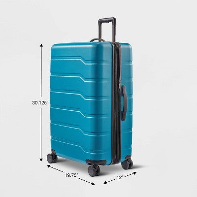 Hardside Large Checked Suitcase Teal - Open Story (LOCAL PICKUP ONLY)